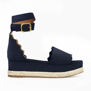 CHLOE Navy Blue Lauren Espadrilles size 38